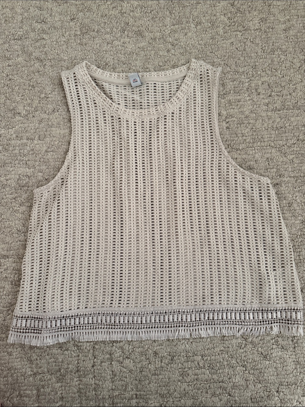 Old Navy Open-Knit Fringe Hem Tank Top - Cream